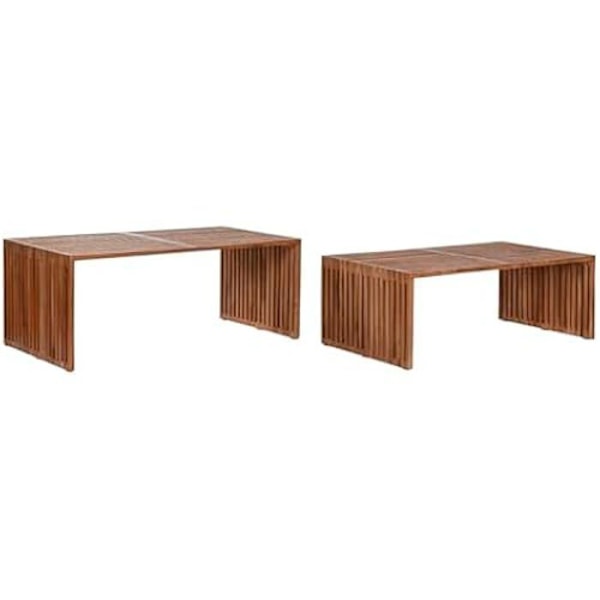 Stueborde - HOME ESPRIT - Sæt med 2 - Teak træ - 116 x 60 x 46 cm - Moderne design Flerfärgad