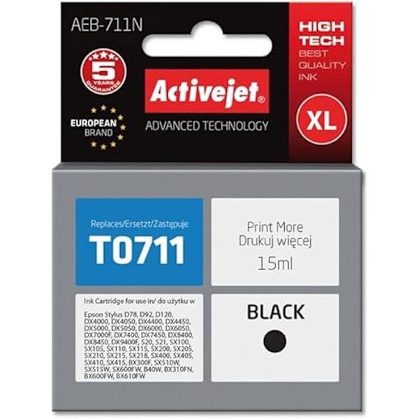 Activejet AEB-711N Blækpatron 1 stk. Kompatibel Høj kapacitet (XL) Sort