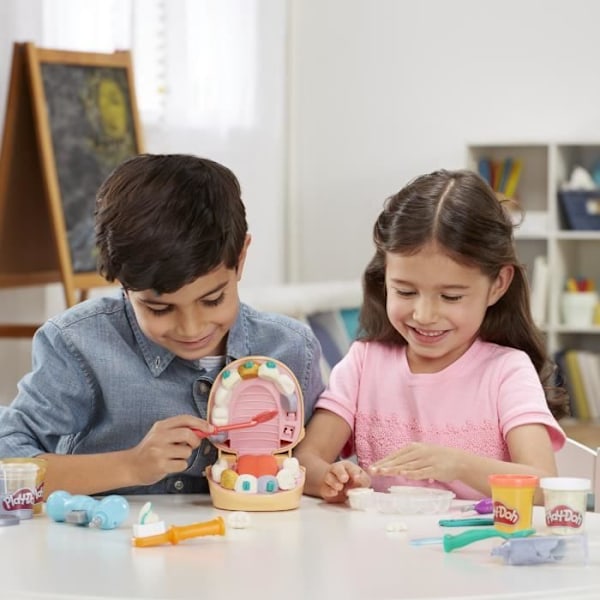 Play-Doh Tandpleje kabinet til børn - 8 bøtter giftfri modellervoks - fra 3 år Gul