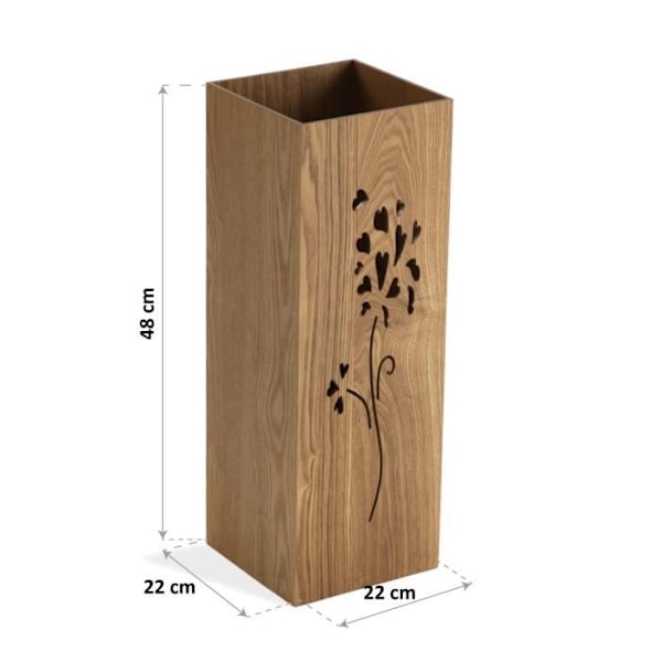 Paraplystander - Versa - Blomster - MDF-træ - Brun - 48 x 22 x 22 cm kastanj