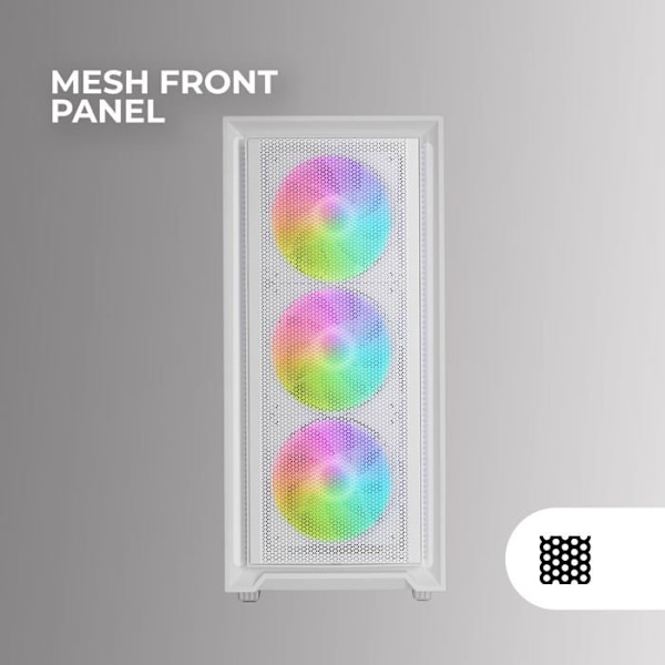Gamingchassi ATX - Mars Gaming - MC-AIR - 4 FRGB 120mm-fläktar - Mesh-framsida - Härdat glas vit