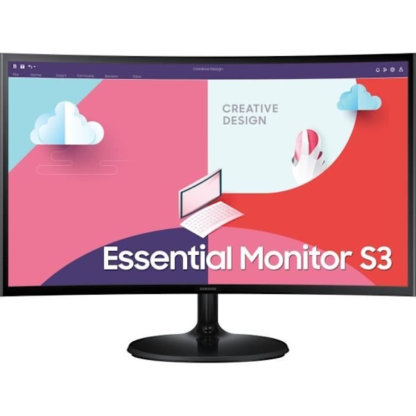 PC-skærm - SAMSUNG - LS24C360EAUXEN - 24" FHD 1920x1080 - Buet 1800R - VA panel - 4 ms - 75 Hz - HDMI - FreeSync Sort