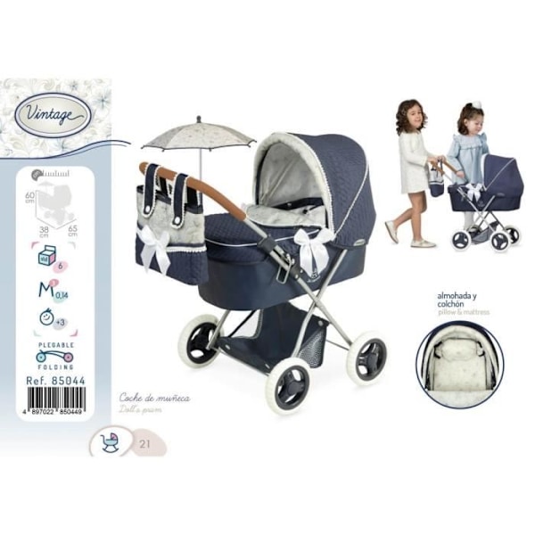 Foldevogn til dukke Vintage kollektion - DeCuevas Toys - 85044 - Hvid