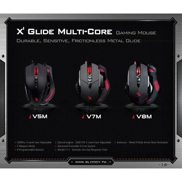 A4tech Bloody V7M USB Gamer -laserhiiri - musta - 7 painiketta - 3200 dpi