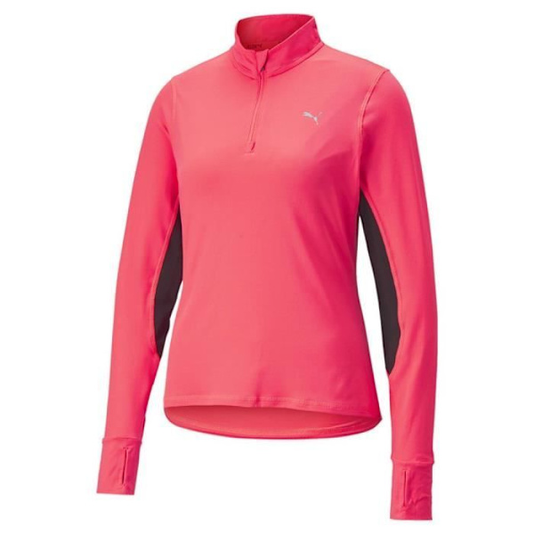 T-Shirt med Långa Ärm - PUMA - Run Favorite 1-4 Zip - Rosa - Åtsittande - Kvinna - S