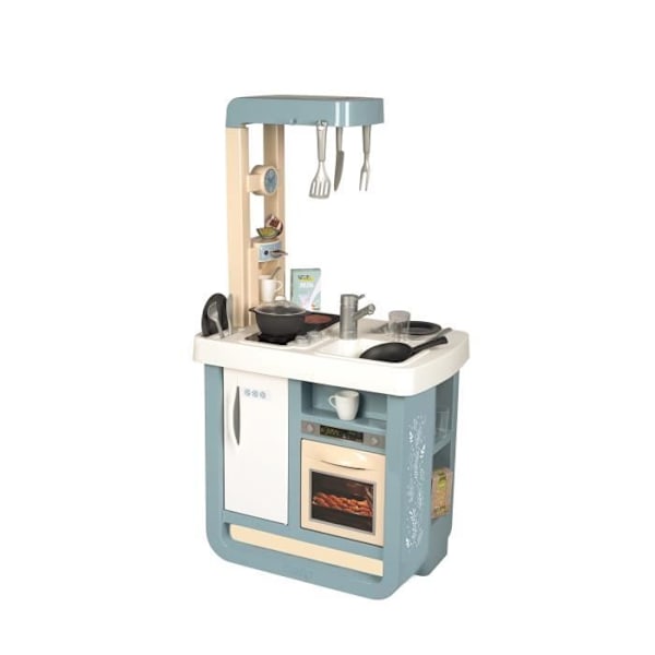 Smoby Cuisine Bon Appetit - 23 tilbehør - Lydeffekter (elektroniske kogeplader) fra 3 år Grå, hvid, beige
