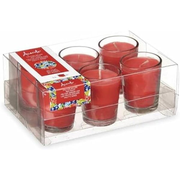 Doftljus - Glas - Röda frukter - Set om 12 - 6,5 cm - Rumsdoft Röd