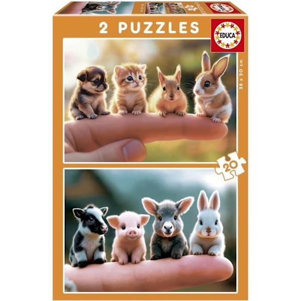 Palapeli - EDUCA - Vauvaeläimet - 2 x 20 kappaletta