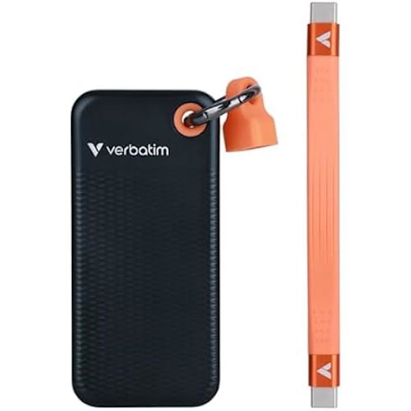 Pocket SSD - VERBATIM - 2TB - USB 3.2 Gen 2 - Sort orange - 3 års garanti