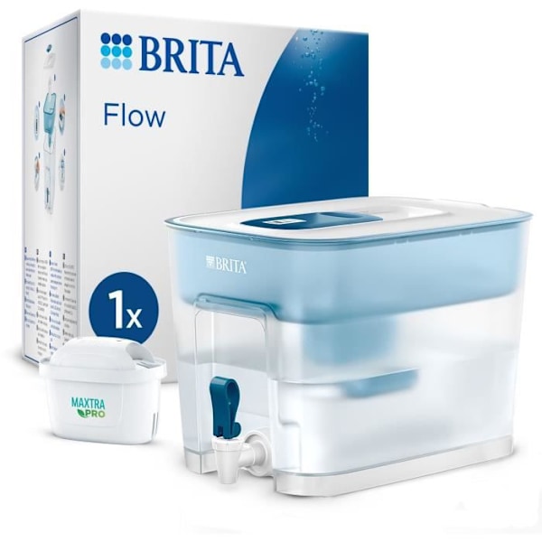 BRITA-vesijakelu - Flow - Kapasiteetti 8,2L, josta 5,2L suodatettua vettä - 1 Maxtra Pro All-In-1 -patruuna sisältyy transparent