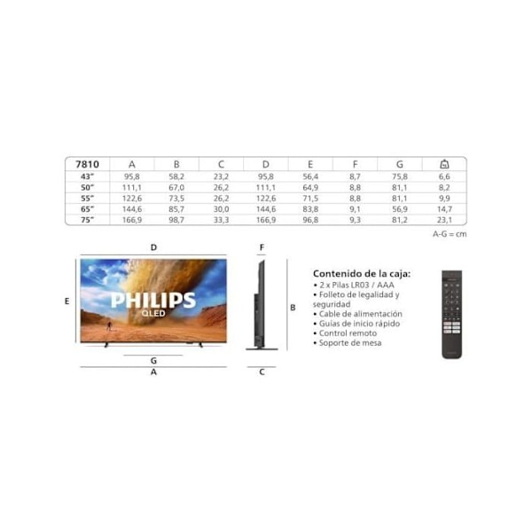 Philips QLED 43PUS7810 43? 4K UHD Titan OS Dolby Atmos Alexa