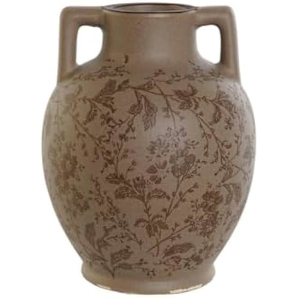 Vase - ITEM - Brune blade - Matt brunt stentøj kastanj