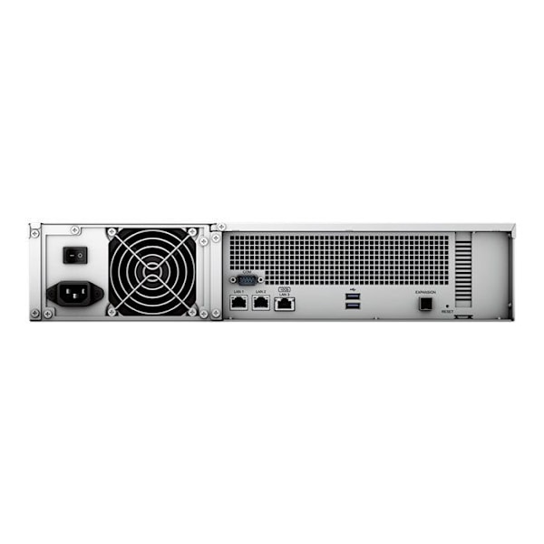 NAS-server - Synology - RS2423RP+ - 12 fackor - Redundant strömförsörjning - 8GB RAM utbyggbar Svart, Grå