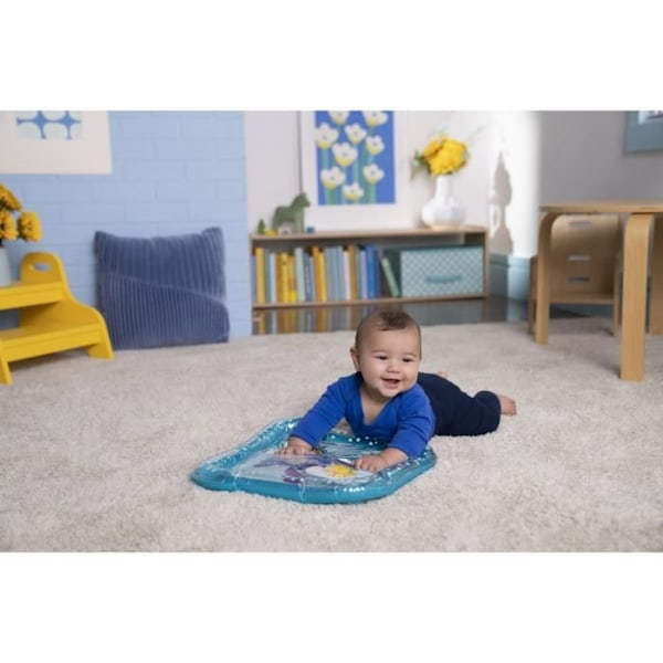 DISNEY BABY - STITCH - Vattensmatta för baby, sensorisk och stimulerande lek, uppblåsbar, lätt att rengöra, hopfällbar, från födseln Blå