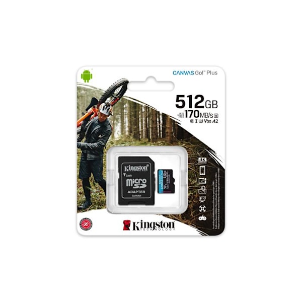 Micro SD-muistikortti - KINGSTON - Canvas Go Plus - 512 Go - Yhteensopiva micro SD -laiteiden kanssa - Musta