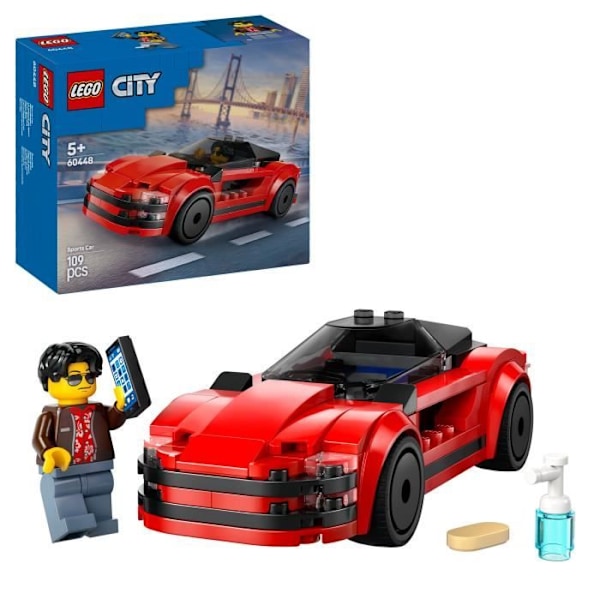 LEGO City 60448 Röd sportbil - Byggleksak för pojkar från 5 år och uppåt Röd