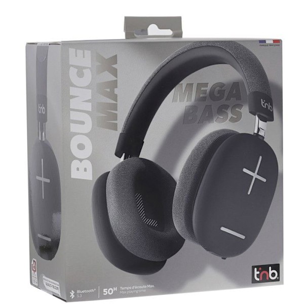 T’NB Bounce Max - Langaton Circum-aural Kuulokkeet Uusi Versio, Mukava ja Peittävä, Bluetooth-yhteydellä - Musta