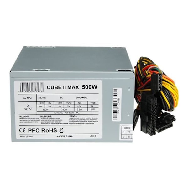 Strømforsyning iBOX CUBE II - 500 Watt - ATX12V 2.2 - PFC - Overbelastningsbeskyttelse