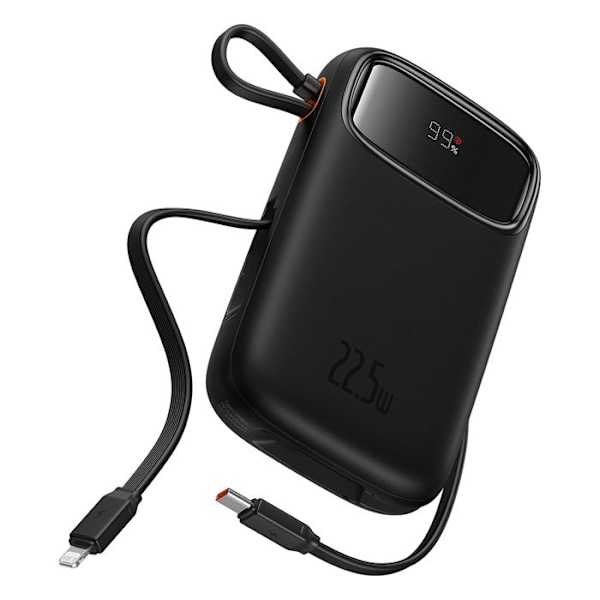 Baseus - Extern batteri Qpow Pro+ (P10055003113-00) - Lightning, 2x Type-C, USB, 22,5W, 10000mAh, Type-C kabel, 30cm - Svart
