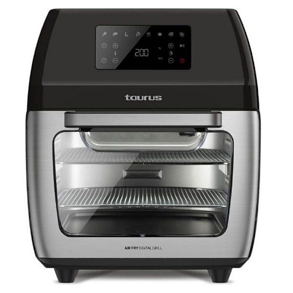 Luftfriture - TAURUS - Air Fry Digital Grill - 1700 Watt - 12 Liter - Digital berøringsskærm Sort