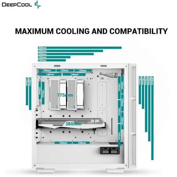 PC-fodral utan strömförsörjning - DEEPCOOL CH560 DIGITAL (Vit) - Medium torn - E-ATX-format