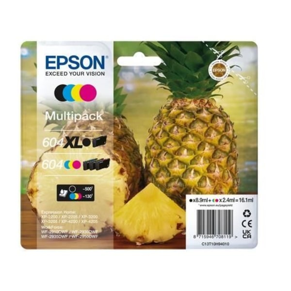 Mustepatruuna - EPSON - 604XL - Monipakkaus - Musta, Syana, Magenta, Keltainen - Korkea tuottavuus