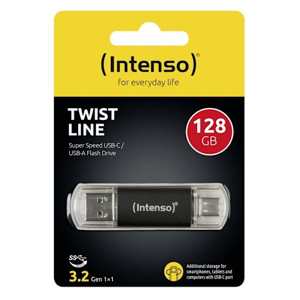 USB-nyckel - INTENSO - Twist Line - 128 GB - USB-A, USB-C™ - USB 3.1 Gen 1