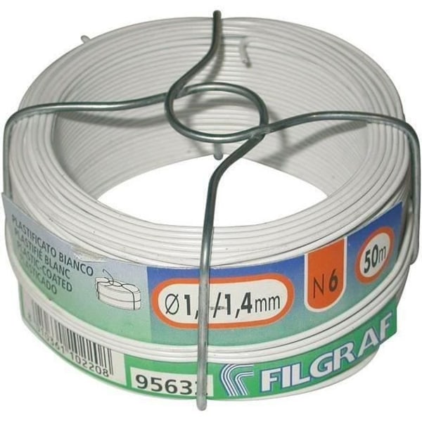 Vit plastad bindtråd 6mm FILGRAF - 50m spole Vit