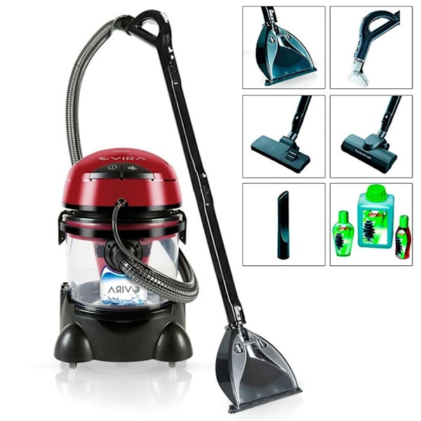 Aspirator schampooner special för mattor / textilier torr / våt 4 i 1 MPM MOD-22 2400W Röd 14889 Svart, Röd