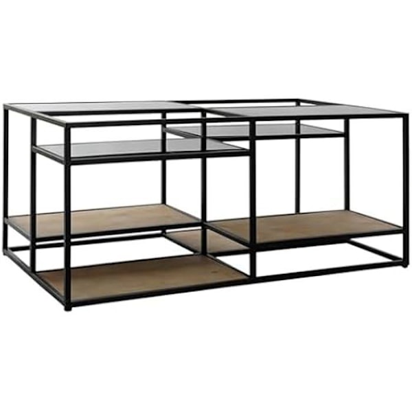Sidebord - HOME DECOR - Træ Metal Spejl - 120 x 60 x 50 cm - Flerfarvet - Moderne design Flerfärgad