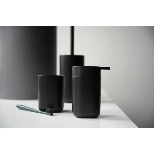 WENKO Davos design dispenser för flytande tvål, kapacitet 350 ml, BPA-fri plast, 9,8 x 13 x 7,8 cm, mattsvart