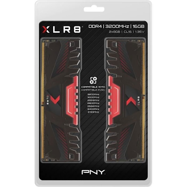 RAM-muisti - PNY - XLR8 Gaming DIMM DDR4 3200MHz 2x8GB - (MD16GK2D4320016AXR)