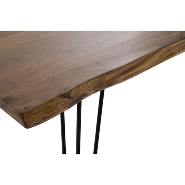 ruokapöytä 180 x 87 x 76 cm musta metalli ruskea akaasiapuu