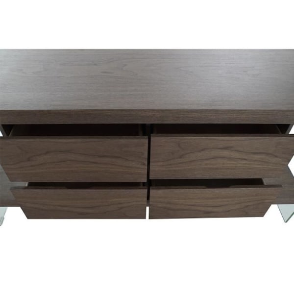 Buffet i transparent brun glasvalnød 160 x 45 x 80 cm MDF træ