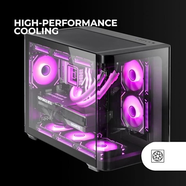 Gaming Micro-ATX Kabinet - MARS GAMING - MC-FUSIONM - Buet Glas - Væskekøling - Dobbelt Kammer