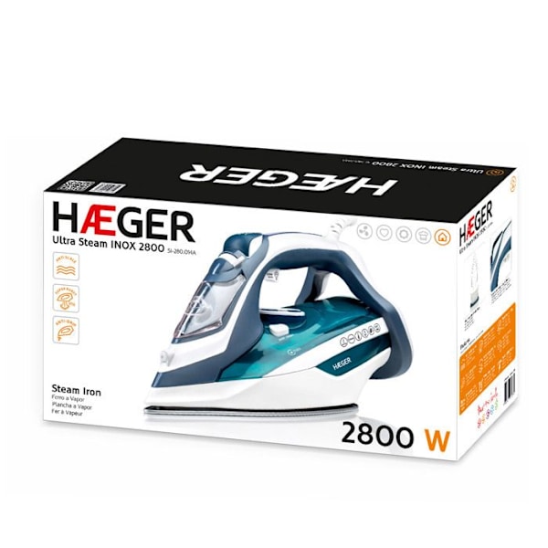 HAEGER Ultra Steam rustfri stålsål dampstrygejern - 2800W