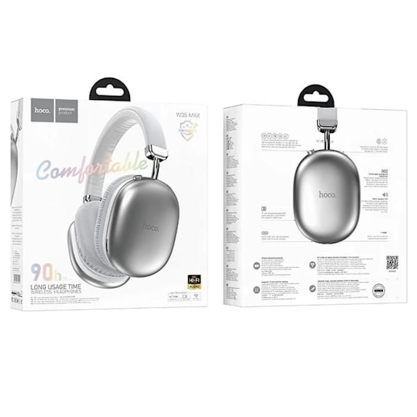 Bluetooth headset - HOCO - W35 Max - Sølv - Sammenklappelig - 90 timers batteriertid pengar
