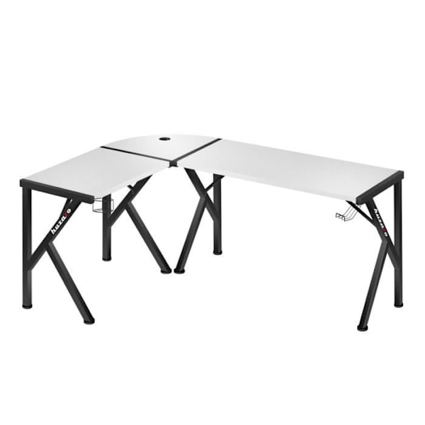 Bureau gaming HUZARO HERO 6.3 Hvid Sort, L-formet skrivebord, 147×112cm, PC Gaming, IT, PC-skrivebord, Ergonomisk, Carbon Hvid