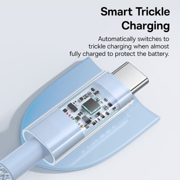 USB-C till Type-C-kabel, Super Snabb Laddning 100W, 2m - Baseus Gem (P10373000311-01) - Galaxblå