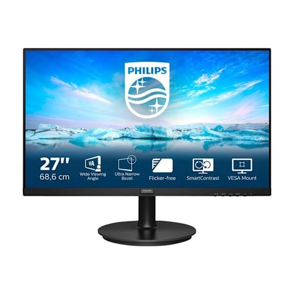 Philips V-line 271V8LA LED-skærm - 27' - 1920 x 1080 Full HD - VA - 4 ms - HDMI, VGA - Tekstureret sort