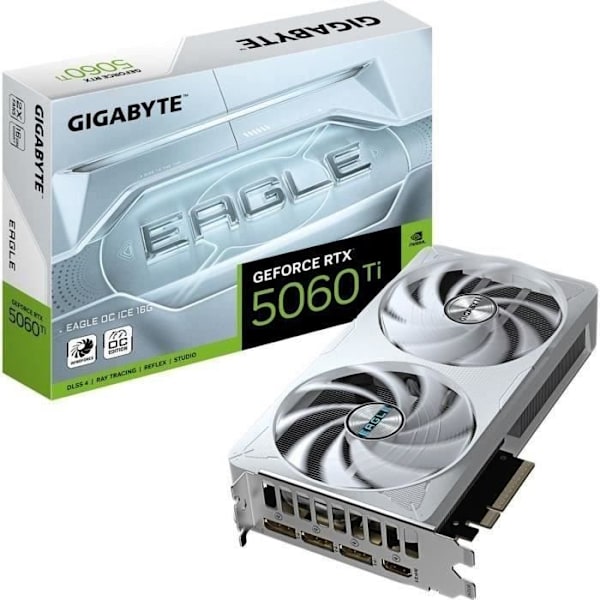 Näytönohjain - GIGABYTE - GeForce RTX 5060 Ti EAGLE OC ICE 16G Valkoinen