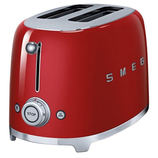 Paahtolevy - SMEG - 2 viipaletta - 950 wattia - muruja keräävä laatikko - Punainen