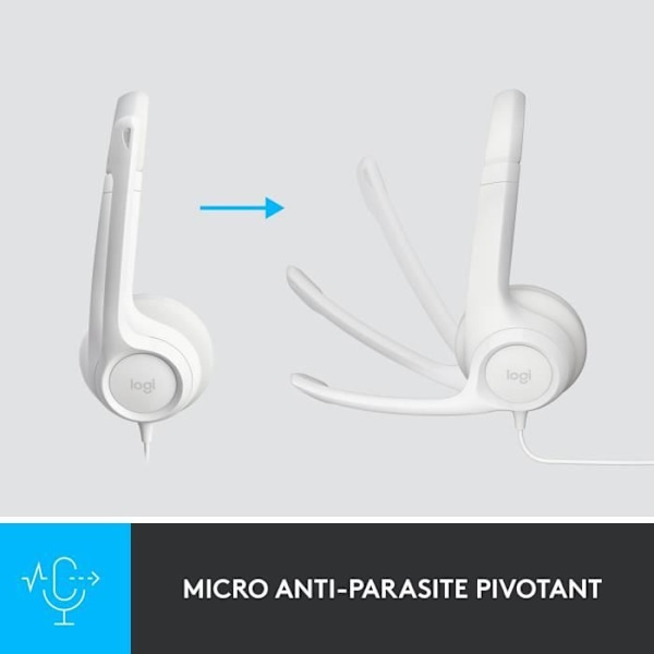 Hörlurar - Kabelansluten - Logitech - H390 - Stereo, Integrerad mikrofon, Brusreducering - Vit Vit