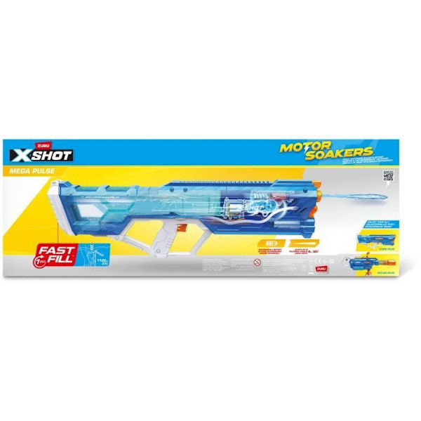 Moottoroitu vesipistooli - ZURU - X-SHOT Mega Pulse - Nopea täyttö - Ladattava akku - Kantama 9 m - Säiliö 1,1 L