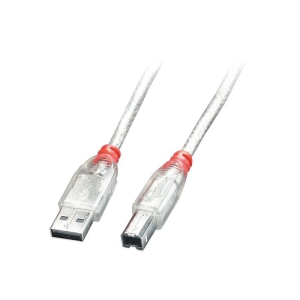 LINDY USB 2.0 Type A/B -kaapeli - Läpinäkyvä - 5m