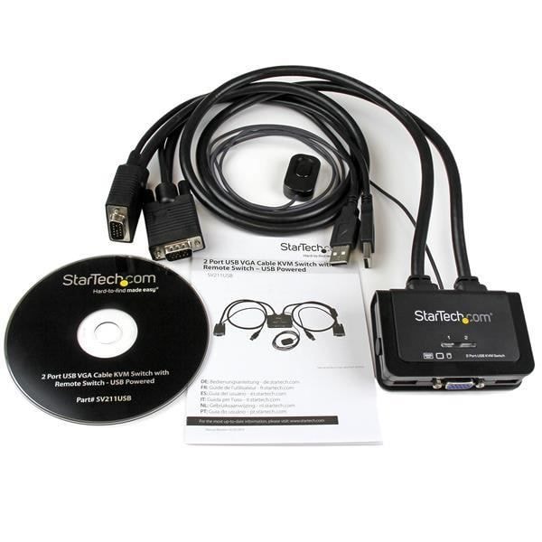 2-porttinen USB VGA KVM-kytkin - STARTECH - KVM-kytkin - USB-virtalähteellinen - Musta