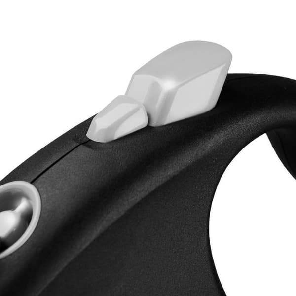Hihna - Flexi - Musta Design S - 5 m - musta hopea svart silver