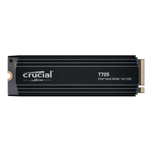 Sisäinen peli-SSD Premium-jäähdytyslevyllä - CRUCIAL - T705 SSD 2TB PCIe Gen5 NVMe M.2 (2024) - CT2000T705SSD5