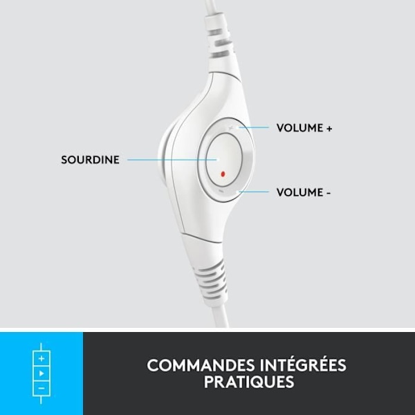 Hörlurar - Kabelansluten - Logitech - H390 - Stereo, Integrerad mikrofon, Brusreducering - Vit Vit