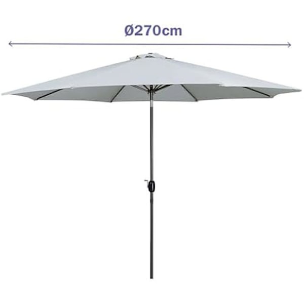 Parasol - Marbueno - 10484 - Stål - 270 cm - Vit polyester - Fällbar Vit